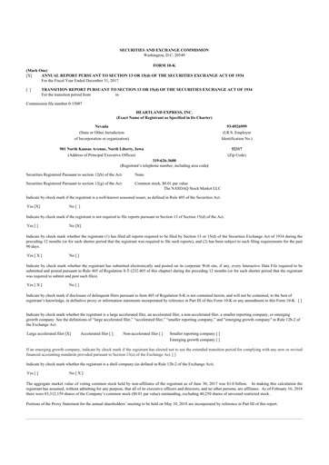 Thumbnail Heartland Express 10-K Annual Report 2017