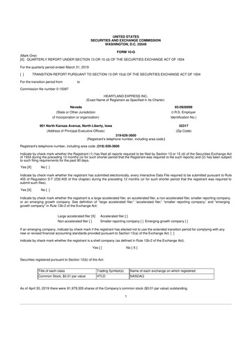 Vorschaubild Heartland Express 10-Q Quartalsbericht 2019 