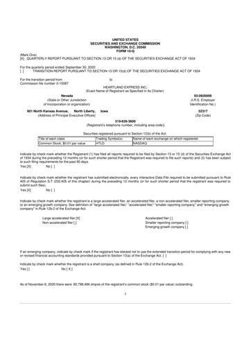 Vorschaubild Heartland Express 10-Q Quartalsbericht 2020 