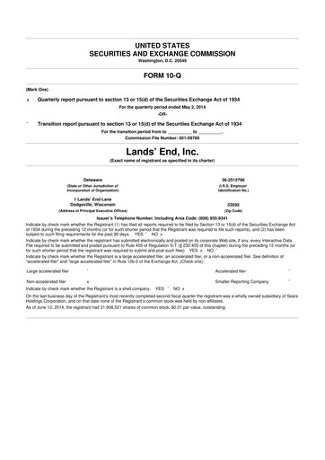 Thumbnail Lands' End
 10-Q Quarterly Report FY2014 