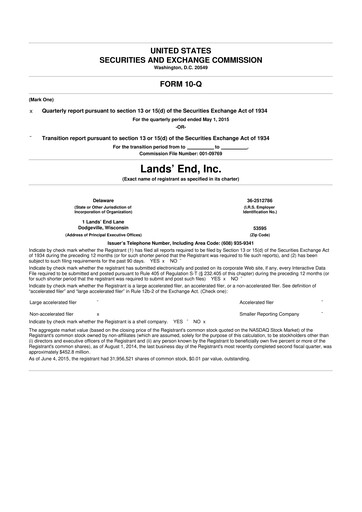 Thumbnail Lands' End
 10-Q Quarterly Report FY2015 