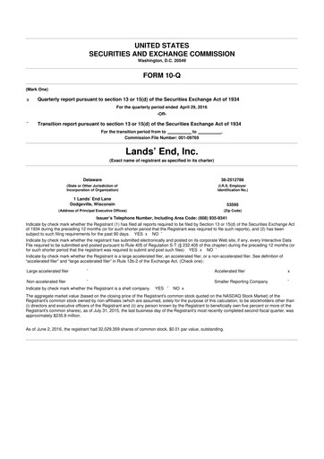 Thumbnail Lands' End
 10-Q Quarterly Report FY2016 