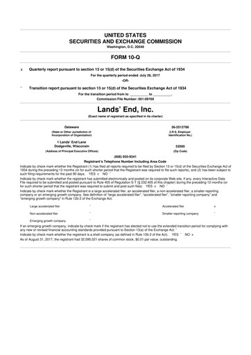 Thumbnail Lands' End
 10-Q Quarterly Report FY2017 