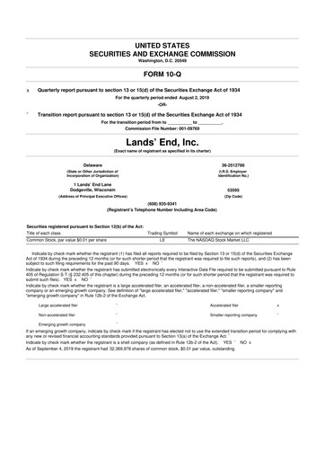 Thumbnail Lands' End
 10-Q Quarterly Report FY2019 