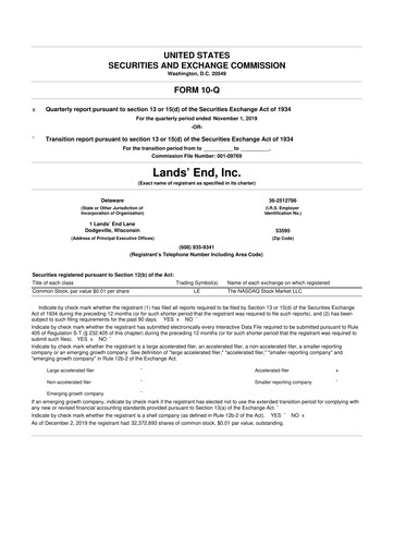 Thumbnail Lands' End
 10-Q Quarterly Report FY2019 