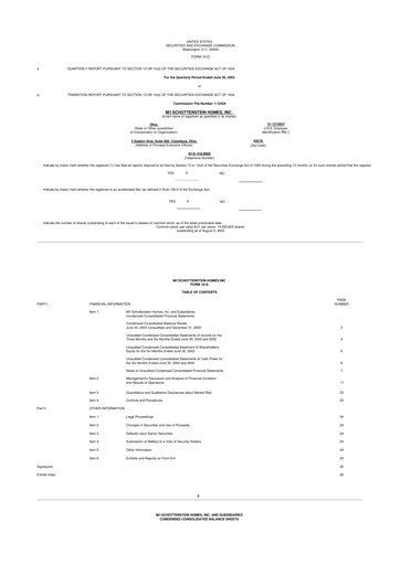 Thumbnail M/I Homes
 10-Q Quarterly Report FY 
