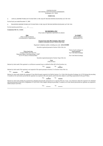 Thumbnail M/I Homes
 10-K Annual Report 
