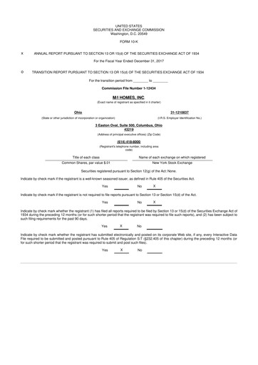 Thumbnail M/I Homes
 10-K Annual Report 