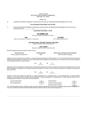 Thumbnail M/I Homes
 10-Q Quarterly Report FY2020 