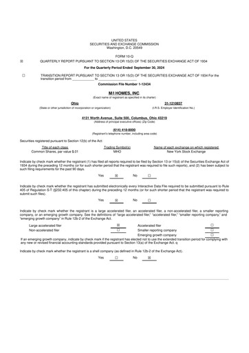 Thumbnail M/I Homes
 10-Q Quarterly Report FY2024 