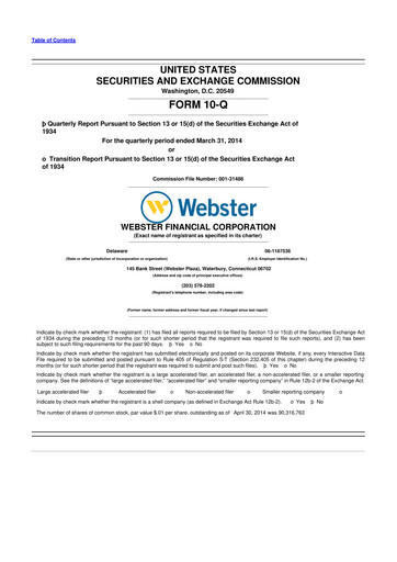 Thumbnail Webster Financial 10-Q Quarterly Report FY2014 