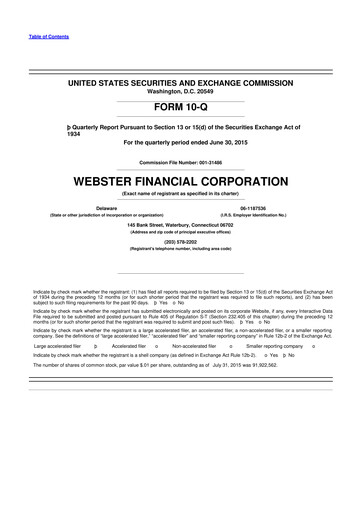 Thumbnail Webster Financial 10-Q Quarterly Report FY2015 