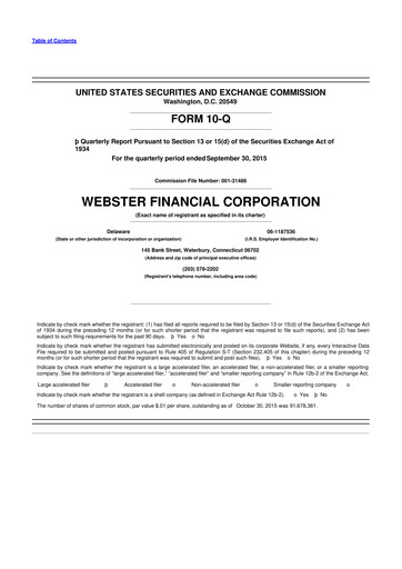 Thumbnail Webster Financial 10-Q Quarterly Report FY2015 