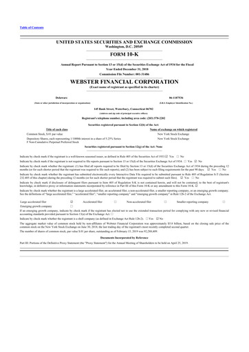 Thumbnail Webster Financial 10-K Annual Report 2018