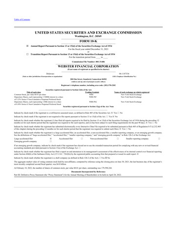 Thumbnail Webster Financial 10-K Annual Report 2021