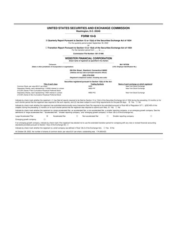 Thumbnail Webster Financial 10-Q Quarterly Report FY2022 