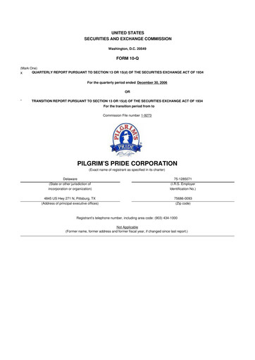 Thumbnail Pilgrim's Pride
 10-Q Quarterly Report FY 