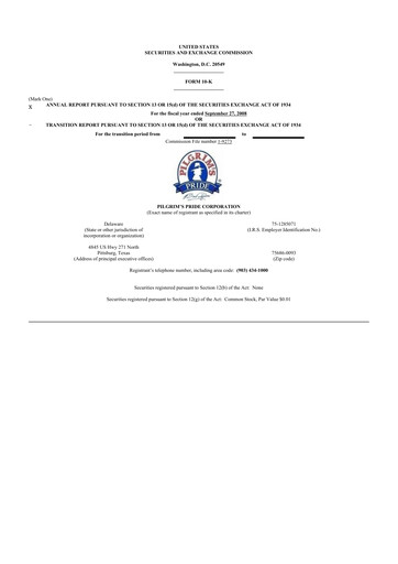 Thumbnail Pilgrim's Pride
 10-K Annual Report 