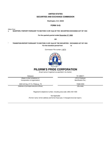 Thumbnail Pilgrim's Pride
 10-Q Quarterly Report FY 