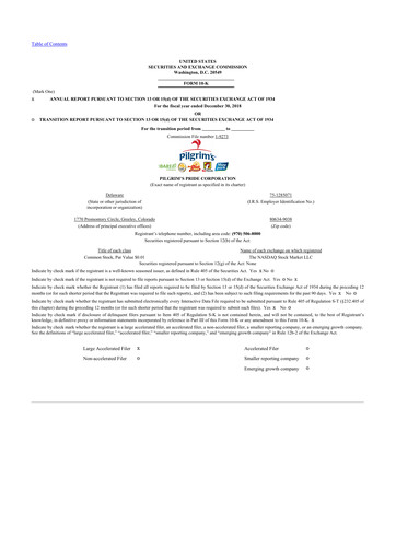 Thumbnail Pilgrim's Pride
 10-K Annual Report 2018