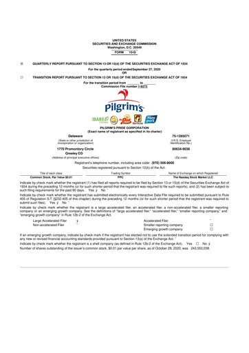 Thumbnail Pilgrim's Pride
 10-Q Quarterly Report FY2020 