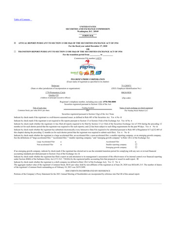 Thumbnail Pilgrim's Pride
 10-K Annual Report 2020