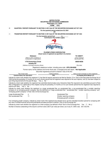 Thumbnail Pilgrim's Pride
 10-Q Quarterly Report FY2024 