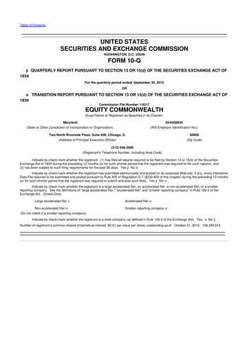 Vorschaubild Equity Commonwealth 10-Q Quartalsbericht 2015 