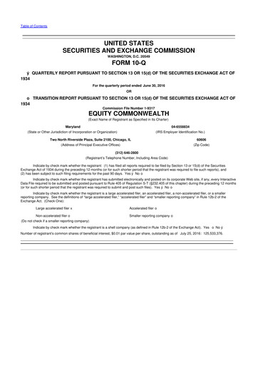 Vorschaubild Equity Commonwealth 10-Q Quartalsbericht 2016 