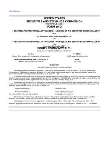 Vorschaubild Equity Commonwealth 10-Q Quartalsbericht 2017 