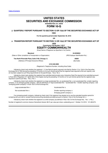 Vorschaubild Equity Commonwealth 10-Q Quartalsbericht 2018 