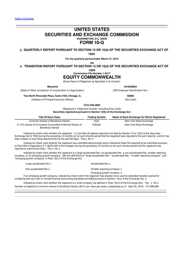 Vorschaubild Equity Commonwealth 10-Q Quartalsbericht 2019 