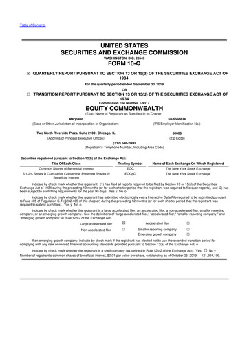 Vorschaubild Equity Commonwealth 10-Q Quartalsbericht 2019 
