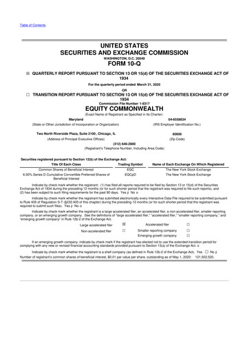 Vorschaubild Equity Commonwealth 10-Q Quartalsbericht 2020 