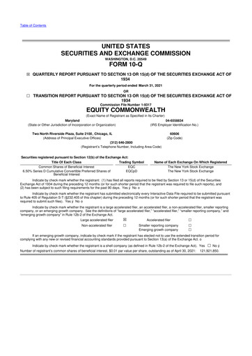 Vorschaubild Equity Commonwealth 10-Q Quartalsbericht 2021 