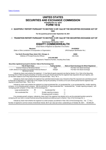 Vorschaubild Equity Commonwealth 10-Q Quartalsbericht 2021 