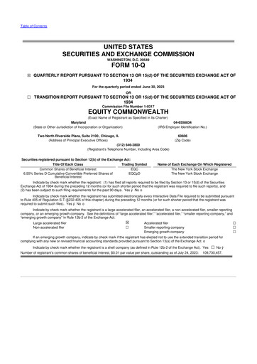 Vorschaubild Equity Commonwealth 10-Q Quartalsbericht 2023 