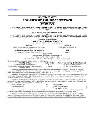 Vorschaubild Equity Commonwealth 10-Q Quartalsbericht 2023 