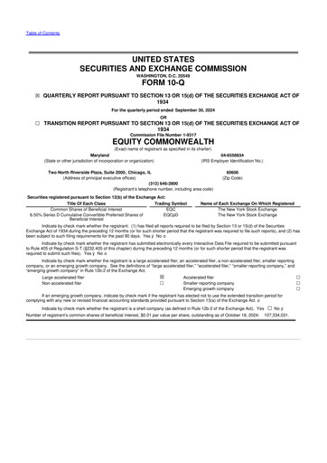 Vorschaubild Equity Commonwealth 10-Q Quartalsbericht 2024 