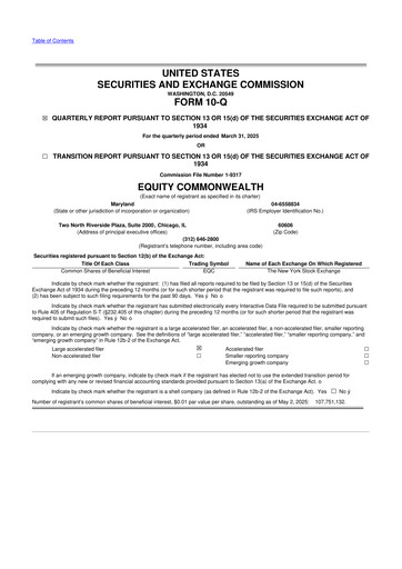 Vorschaubild Equity Commonwealth 10-Q Quartalsbericht 2025 