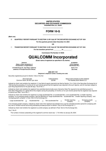 Vorschaubild QUALCOMM 10-Q Quartalsbericht 2024 