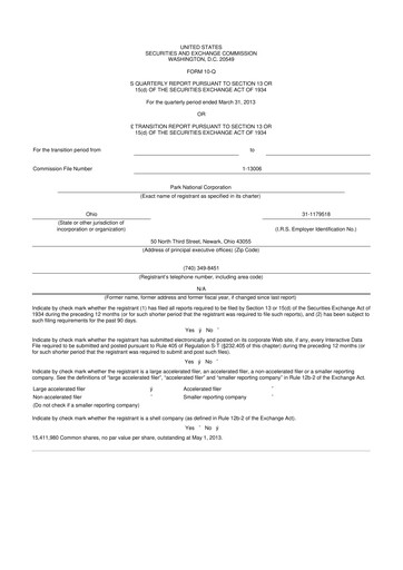 Thumbnail Park National Corp 10-Q Quarterly Report FY2013 