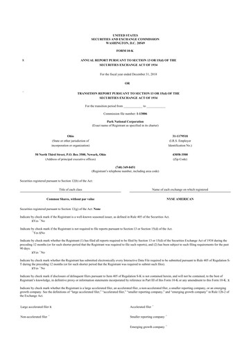 Thumbnail Park National Corp 10-K Annual Report 2018