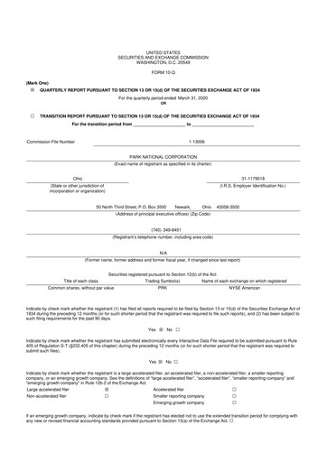 Thumbnail Park National Corp 10-Q Quarterly Report FY2020 