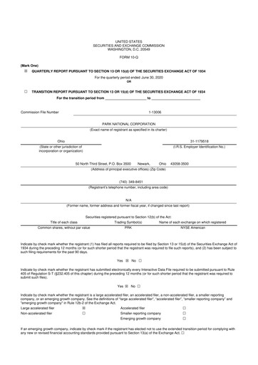 Thumbnail Park National Corp 10-Q Quarterly Report FY2020 