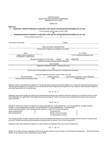Thumbnail Park National Corp 10-Q Quarterly Report FY2022 
