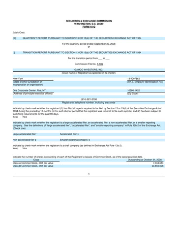 Vorschaubild GAMCO Investors
 10-Q Quartalsbericht  