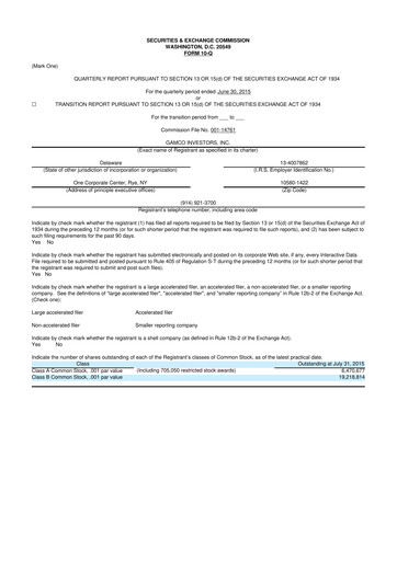 Vorschaubild GAMCO Investors
 10-Q Quartalsbericht 2015 