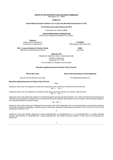 Thumbnail Voxx International
 10-K Annual Report 2016