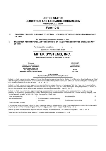 Thumbnail Mitek Systems
 10-Q Quarterly Report FY2019 